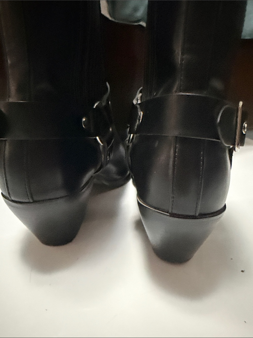 Women's Black Pointed Toe Buckle Heeled Ankle Boots( no detalles) - Picture 3 of 7